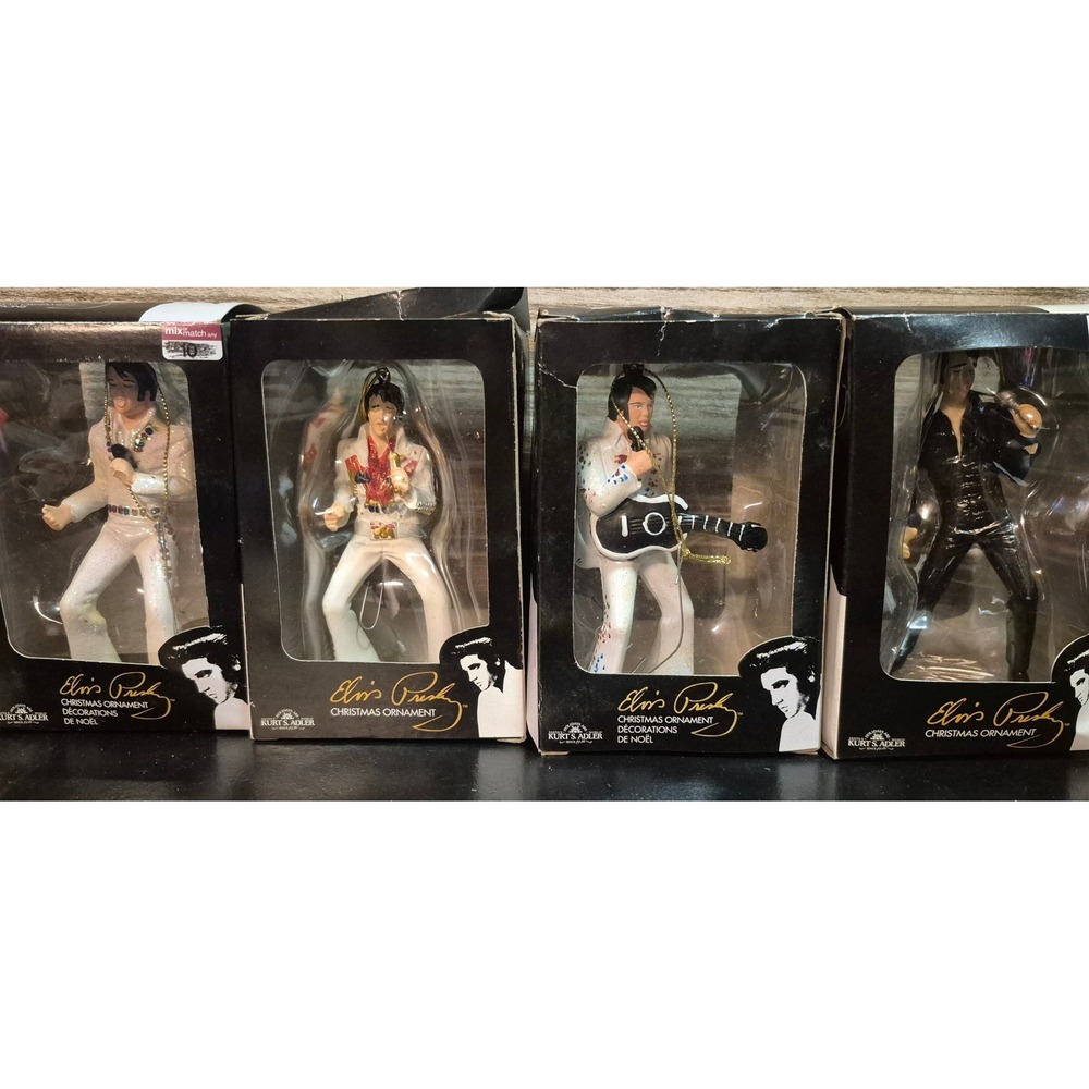 Kurt S Adler Elvis Presley Christmas Ornaments Lot of 4 Jumpsuit Resin Figurines